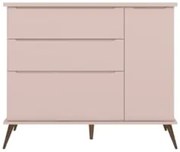 Cômoda Infantil 1 Porta 3 Gavetas 100% MDF Pés Retrô Mel Z39 Rosê - Mp