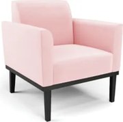 Poltrona Decorativa Base Madeira Preto Maressa Suede Rosa Bebê - Ibiza