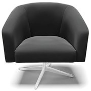Poltrona Decorativa Giratória Cromada Stella Suede D03 - D'Rossi - Preto