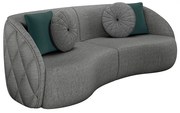 Sofá Decorativo 240cm com Almofadas Redondas Clarke Linho Chumbo G45 - Gran Belo