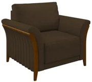 Poltrona Decorativa Sala de Estar 102cm Pés Madeira Roya Z32 Veludo Ma