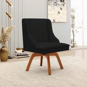 Kit 3 Cadeiras Decorativas Sala de Jantar Base Giratória de Madeira Firenze Linho Preto/Natural G19 - Gran Belo