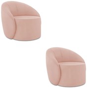 Poltrona Decorativa Orgânica Kit 2 Lua Veludo D03 - D'Rossi - Rose