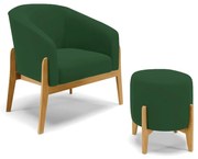 Poltrona com Puff Base de Madeira Stella Veludo D03 - D'Rossi - Verde