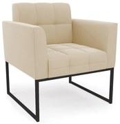Poltrona Elisa Suede Base Metálica Industrial Preto D03 - D'Rossi - Bege