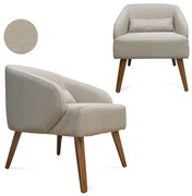 Kit 2 Poltronas Decorativas Lara Pés de Madeira Linho Bege - Sheep Estofados - Bege