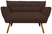 Kit 1 Namoradeira 2 Lugares E 2 Poltronas Anitta Suede Pés Palito Castanho D03 - D'Rossi - Marrom
