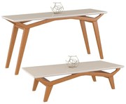 Conjunto Aparador e Mesa de Centro Sala de Estar Tampo de Vidro Monet Off White/Champagne G60 - Gran Belo