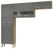 Armário de Cozinha Compacta 221cm Vivian Freijó/Gris Z06 - Mpozenato