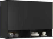 Armário de Cozinha Aéreo 3 Portas 2 Nichos 91cm Milão Preto - EJ Móvei