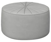 Puff Decorativo Sala De Estar Round Veludo Cinza Claro G45 - Gran Belo