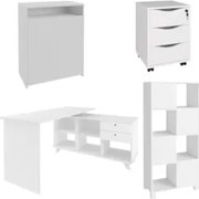 Conjunto Escritório Home Office 4 Peças Golden A06 Branco - Mpozenato