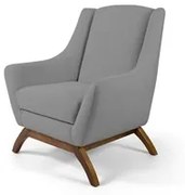 Poltrona Decorativa Base Manu Madeira Juliet C-416 Linho Cinza - Domi