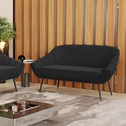 Namoradeira Giovana 02 Lugares Suede Pés Palito de Ferro D03 - D'Rossi 
 - Preto