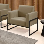 Poltrona Base Industrial Alta Preto Marisa Suede - Marrom Rato