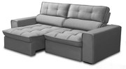 Sofá Retrátil e Reclinável 2 Lugares 200cm Welton Veludo Cinza G22 - Gran Belo