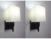 Kit/2 Arandela Quadrada Md-2019 Preto C/ Inter Liga e Desl Cúpula em Tecido Algodão Crú - Bivolt