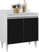 Balcão Gabinete 80cm 2 Portas Hawai Branco/Preto - Lumil Móveis