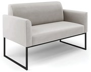 Sofá Namoradeira Base Industrial Preto Marisa Veludo Cinza