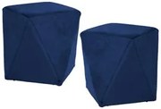 Kit 2 Puffs Decorativos Ametista C-304 Veludo Azul Marinho - Domi