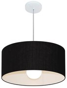 Lustre Pendente Cilíndrico MD-4052 Cúpula em Tecido 50x21cm Preto - Bivolt