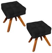 KIT 02 PUFFS GIRATORIO ELISA SUEDE BASE  - Preto