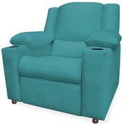 Poltrona Papai Manchester Reclinável Veludo Azul Tiffany