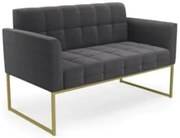 Sofá Namoradeira Base Industrial Dourado Ana Bouclé Grafite - Ibiza