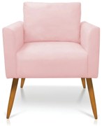 Kit 2 Poltronas Aline Suede Pés Palito Castanho D03 - D'Rossi - Rosa Bebê