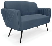 Sofá Namoradeira Pés Palito de Ferro Bruna Suede D01 - D'Rossi - Azul Marinho