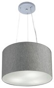 Lustre Pendente Cilíndrico Md-4182 Cúpula em Tecido 40x25cm Rustico Cinza - Bivolt