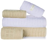 Toalha de Banho 100% Algodão jogo com 2 banho 2 rosto 1 piso Fio Penteado Branca e Bege