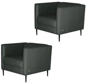 Kit 2 Poltronas Decorativas Pés De Ferro Iráklio Couro Verde G58 - Gran Belo