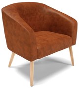Poltrona Decorativa Pé Palito Natural Stella Sintético PU Nozes D03 - D'Rossi