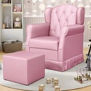 Poltrona de Amamentação Balanço e Puff Letícia Rosa - Phoenix