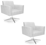 Kit 2 Poltronas Giratória Viena Gomada Corano Base Cromada D03 - D'Rossi - Branco