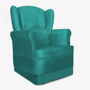 Poltrona Ana de Amamentação com Balanço Suede Azul Tiffany