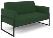 Sofá Namoradeira com 2 Poltronas Base Industrial Alta Preto Marisa Veludo - Verde