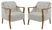 Kit 2 Poltronas Decorativas para Sala de Estar Capitonê Lapa Z32 Linho