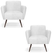 Kit 2 Poltronas Pés Palito de Ferro Bruna Corano D01 - D'Rossi - Branco