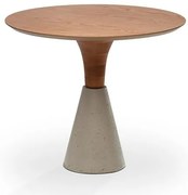 Mesa Jantar Yasly Carvalho Amêndoa Base Concreto 90cm - 78884 Sun house