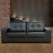 Sofá de Couro 3 Lugares Londres 206cm M06 Cor Preto 450 - ADJ DECOR
