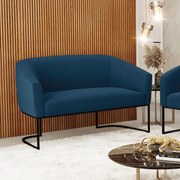 Sofá 2 Lugares Namoradeira Industrial Preto Stella Bouclê D03 - D'Rossi - Azul