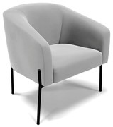 Poltrona Decorativa Pé de Ferro Preto Stella Suede D03 - D'Rossi - Cinza