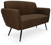 Sofá Namoradeira Pés Palito de Ferro Bruna Suede D01 - D'Rossi - Marrom