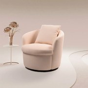 Poltrona Base Giratória Sala de Estar Portofino Linho Rústico Nude G92 - Gran Belo