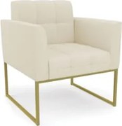 Poltrona Decorativa Base Industrial Dourado Ana Linho Bege - Ibiza