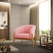 Cadeira Sala de Jantar Base de Madeira Stella Suede D03 - D'Rossi - Rose