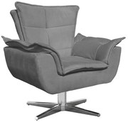 Poltrona Giratória Opala Suede Grafite Base Cromada