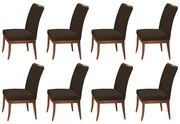 Conjunto 8 Cadeiras Sala de Jantar Lana Aveludado Marrom